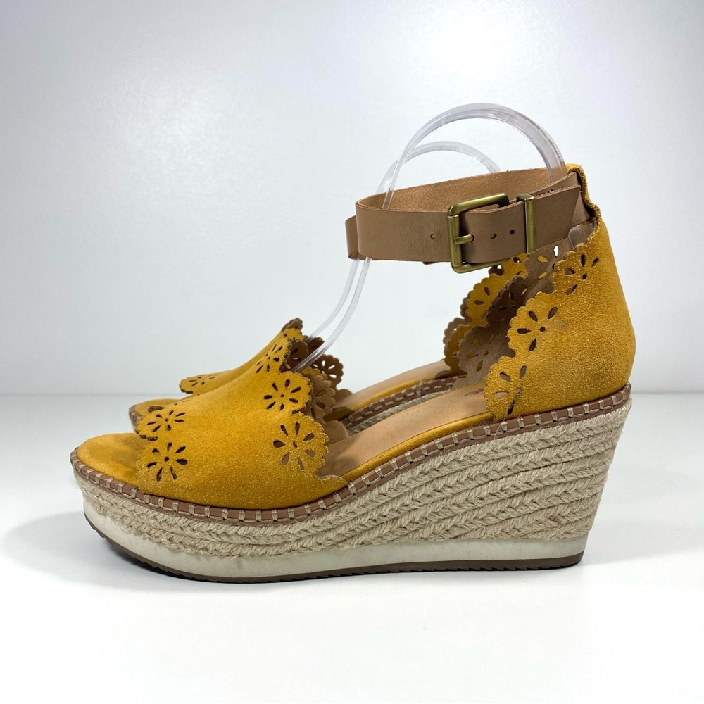 Crown Vintage Dunja Yellow Suede Leather Platform Wedge Espadrilles Sandals 9 - Picture 3 of 10